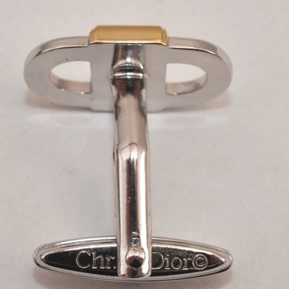 14C - Two-tone Christian Dior cufflinks, silver and gold - Picture 3 of 5